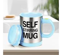 JTOOYS Self Stirring Coffee Mug, Stainless Steel Electric Coffee Mug with Lid 450ml for Tea Hot Chocolate Milk and Cocoa (Blue, Batteries Not Included)
