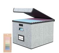 JTOOYS Upgraded Filing Boxes Portable Paperwork Organiser Large Capacity Multifunctional File Organiser with Lid Foldable Fabric Hanging Filing Box with Plastic Slide for Home Storage Office Filing