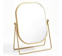 JTOOYS Vanity Mirror Gold - 21x16.5cm Makeup Mirror with Stand Metal Framed Bathroom Mirrors Tabletop Rectangle Cosmetic Mirror for Living Room, Bedroom, Tabletop