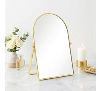 JTOOYS Vanity Mirror Gold - Makeup Mirror with Stand Metal Framed Bathroom Mirrors Tabletop Cosmetic Mirror for Living Room, Bedroom, Tabletop