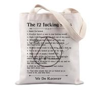 JTOUK Addiction Recovery Tote Bag 12 Step Gift Alcoholics Anonymous Merch AA NA Recovery Gift (12 Steps Tote EU)