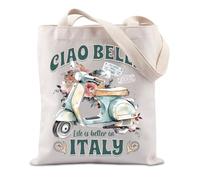 JTOUK Amalfi Coast Gift Ciao Bella Life Is Better In Italy Tote Bag Honeymoon Gift Italy Trip Merch (Bella Italy Tote EU)