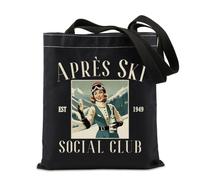 JTOUK Apres Ski Social Club Tote Bag Retro Ski Shopping Ski Gifts for Women Snowy Mountain Lovers (Apres Tote EU)