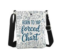 JTOUK Born to Yap Forced to Chart Crossbody Bag Nurse Graduation Gift Nurse Week Gift Nursing Student Gift (To Chart CB EU)