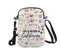 JTOUK California Culture Gift California Gift Life Is Better in California Crossbody Bag California Souvenir (In California CB EU)