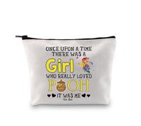 JTOUK Cartoon Inspired Pooh Bear Travel Bag Pooh Bear Accessories There was a Girl Who Really Love Pooh Zipper Pouch for Bear Lovers (Really Loved Pooh Bag EU)