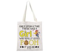 JTOUK Cartoon Inspired Pooh Bear Travel Bag Pooh Bear Accessories There was a Girl Who Really Love Pooh Zipper Pouch for Bear Lovers (Really Loved Pooh Tote EU)
