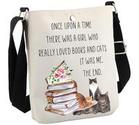 JTOUK Cat Lover Gift Bookish Gift There Was A Girl Who Really Loved Book&Cats Reading Themed Crossbody Bag (Loved Books& Cats CB EU)