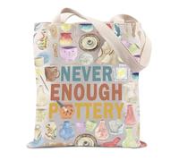 JTOUK Ceramic Artist Tote Bag Pottery Lover Gift Never Enough Pottery Gift Clay Artist Merch (Pottery Tote EU)