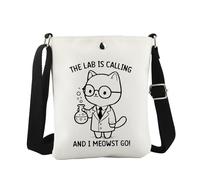 JTOUK Chemistery Cat Crossbody Bag The Lab is Calling Science Cat Gift Laboratory Tech Gift Funny Scientist Merch (The Lab CB EU)