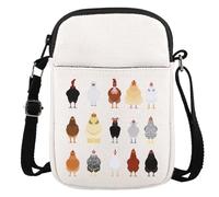 JTOUK Chicken Farmer Gift Chicken Breeds Farm Life Gift Chickens Crossbody Bag (Chickens CR EU)