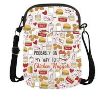 JTOUK Chicken Nugget Gift Foodie Gift Probably On My Way To Chicken Nuggets Crossbody Bag For Chicken Nugget Lovers (Chicken Nuggets CR EU)