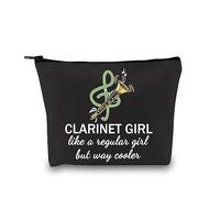 JTOUK Clarinet Player Gift Clarinetist Gift Clarinet Girl Like A Regular Girl But Way Cooler Makeup Bag Travel Zipper Pouch for Clarinet Teacher (Clarinet Girl Black EU)