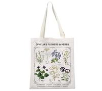 JTOUK Classic Literary Novel Book Gift Ophelia's Flower and Herbs Tote Bag Bookish Literature Gift for Book Lover (Flowers&herbs Tote EU)