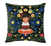 JTOUK Colombian Art Gift Latin Home Decor Colombian Floral Throw Pillow Cover Cushion Case Gift for Colombia Lovers (Colombia PC EU)