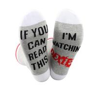 JTOUK Crime TV Show Merch If You Can Read This I'M Watching Socks Crime Horror Fan Gift for Men (UK, Alpha, One Size, Regular, Regular, Dex Socks EU)