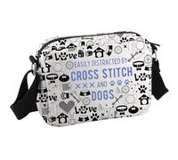 JTOUK Cross Stitch & Dogs Lover Gift Cross Stitch Project Bag Easily Distracted By Cross Stitch & Dogs Crossbody Bag (STITCH & DOGS HKB EU)