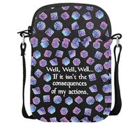 JTOUK DND Gift Role Playing Games Gift D20 Dice Pouch D&D Accessory Pouch Bag DM Games Makeup Bag for RPG Gamer (My Actions CR EU)