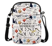JTOUK Dragon Book Inspired Gift Fantasy Reader Gift Proud Member Of Quest Squad Crossbody Bag Gift For Book Lovers (Quest Squad CR EU)