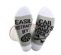 JTOUK Easily Distracted By Car Parts And Tools Funny Mechanic Socks Mechanic Tool Lover Machinist Socks for Dad Boyfriend (UK, Alpha, One Size, Regular, Regular, Car Parts Socks EU)