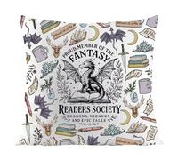 JTOUK Fiction Fantasy Reader Gift Fantasy Dragon Throw Pillow Cover Cushion Case Bookish Decor Gift for Book Lovers (Fantasy PC EU)