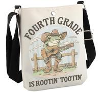 JTOUK First Day Of 4th Grade Gift Fourth Grade Is Rootin' Tootin' Western Frog Teacher Back To School Crossbody Bag (Fourth Grade CB EU)