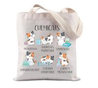 JTOUK Funny Chemicats Tote Bag Chemistry Cat Gift Science Meme Cats Gift for Chemistry Lover (Chemicats Tote EU)