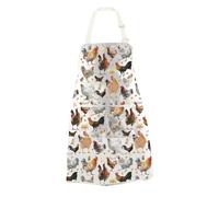 JTOUK Funny Chickens Kitchen Apron Rooster Lover Gift Farmhouse Gift Country Rooster Themed Gift Mother’s Day Gift (Chicken Apron EU)