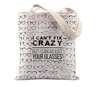 JTOUK Glasses Inspired Tote Bag Dispensing Opticians Gift Optometry Gift Eye Doctor Vision Gift (Adjust Glasses Tote EU)