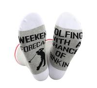 JTOUK Golf Socks Weekend Forecast Golfing With A Chance Of Drinking Novelty Socks Golf Life Golfing Gift for Dad Husband (UK, Alpha, One Size, Regular, Regular, Forecast Golfing Socks EU)