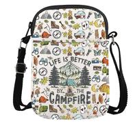 JTOUK Happy Camper RV Gift Life Is Better By The Campfire Crossbody Bag Outdoors Camping Gift for Camping Lovers (Campfire CR EU)