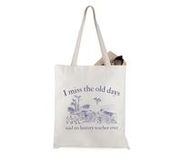 JTOUK History Teacher Inspired Tote Bag Historian Gift I Miss the Old Days Said No History Teacher Ever History Buff Merch (History Teacher Tote EU)