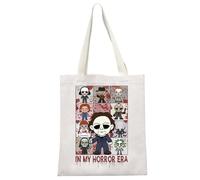 JTOUK Horror Movie Lover Gift Horror Movie Character Spooky Gift In My Horror Era Scary Killers Squad Halloween Tote Bag (Horror Era Tote EU)
