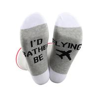JTOUK I'd Rather Be Flying Airplane Socks Aviation Gift for Boyfriend Dad Flying Gift for Pilot Funny Pilot (UK, Alpha, One Size, Regular, Regular, Be Flying Socks EU)