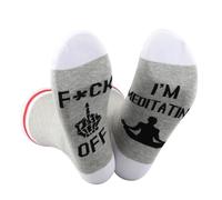 JTOUK I'm Meditating Socks Gift for Men Women Meditation Yoga Gift Funny Meditation Socks Hamsa Prayer Gift (UK, Alpha, One Size, Regular, Regular, Meditating Socks EU)