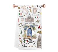 JTOUK Italy Gift Life Is Better In Italy Kitchen Towel Rome Italy Souvenirs Italian Flag Gift Italy Traveller Gift (Italy Towel EU)