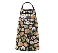 JTOUK Japanese Asian Food Themed Kitchen Apron Let the Good Times Roll Sushi Anime Kawaii Apron for Sushi Lover (Times Roll Apron EU)