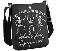 JTOUK Knee Replacement Surgery Recovery Gift ACL Get Well Gift I Just Outlived My Knee Crossbody Bag (Outlived My Knee CB EU)