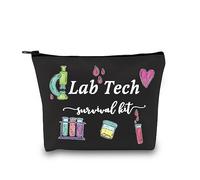 JTOUK Lab Tech Survival Kit Funny Lab Week Lab Tech Gift Laboratory Technician Zipper Pouch Makeup Bag (Survival Lab Tech Black EU)
