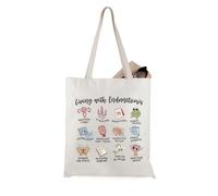 JTOUK Living with Endometriosis Tote Bag Support Endometriosis Awareness Gift Uterus Merch (Endometriosis Tote EU)