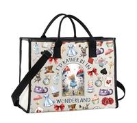 JTOUK Magic Cartoon Movie Inspired Gift Alice Fans Gift I'D Rather Be In Wonderland Fairy Tale Canvas Tote Bag (In Wonderland LT EU)