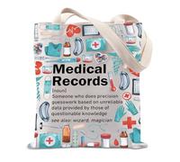 JTOUK Med Tech Tote Bag Medical Records Specialist Gift Healthcare Life Gift Medical Assistant Merch (Medical Records Tote EU)