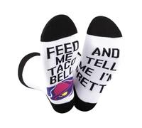 JTOUK Mexican Foodie Gift Cinco De Mayo Gift Feed Me Taco And Tell Me I’m Pretty Novelty Taco Socks Food Lover Gift (UK, Alpha, One Size, Regular, Regular, Feed Me Taco EU)