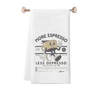 JTOUK More Espresso Less Depresso Kitchen Towel Mental Health Gift Motivational quote Gift for Latte Lover (More Espresso Towel EU)