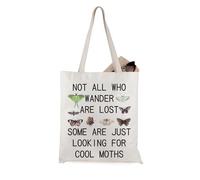JTOUK Moth Lover Gifts Not All Who Wander Are Lost Some Are Just Looking For Cool Moths Tote Bag