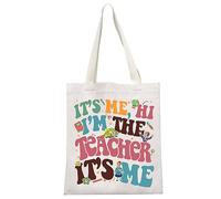 JTOUK Ms Frizzle inspired Teacher Gift It’s Me Hi I’m The Teacher It’s Me Canvas Tote Bag (I’m The Teacher Tote EU)