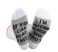 JTOUK Murder TV Show Inspired Gift Jessica Fletcher Fans Gift Murder Mystery Series Show Socks for Crime Fans (L, Watching Murder Wrote EU)