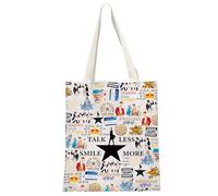 JTOUK Musical Theatre Gift Travel Tote Bag Musical Merchandise Talk Less Smile More Shoulder Bag for Theater Fans (Talk Less Tote EU)