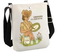JTOUK Mycology Gift Mushroom Foraging Gift Cordyceps It'll Grow On You Crossbody Bag for Mushroom Lovers (Grow On You CB EU)