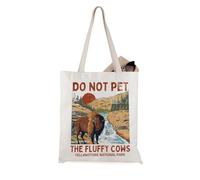 JTOUK National Park Tote Bag Retro American Bison Gift for Bison & Buffalo Lovers (Yellow Tote EU)